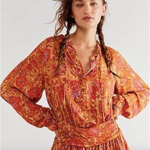 Boho cottage core western rodeo floral Free people romper XS
